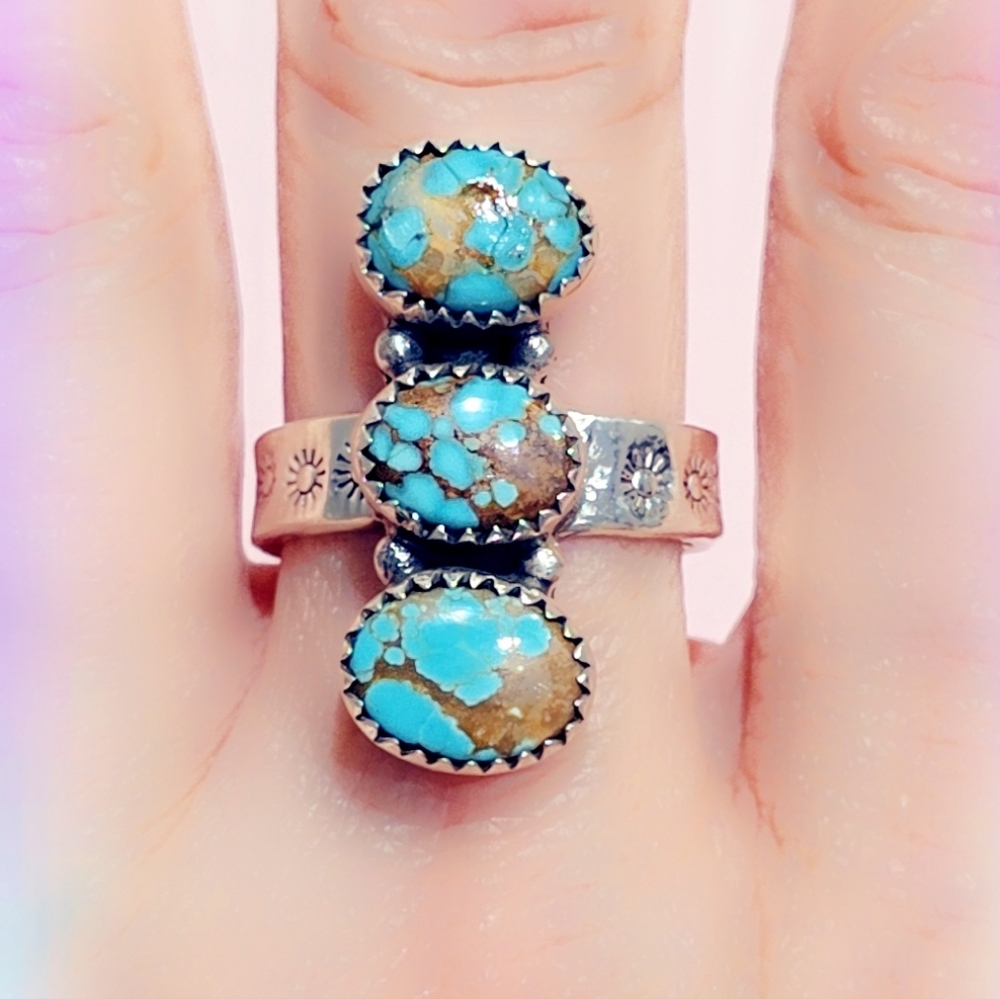 Kingman Turquoise Sterling Gemstone Ring - Picture 3 of 3